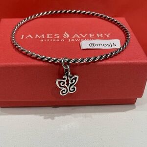 Retired HTF James Avery Continuous Twisted Wire Bangle Bracelet w/ JA 🦋 Charm